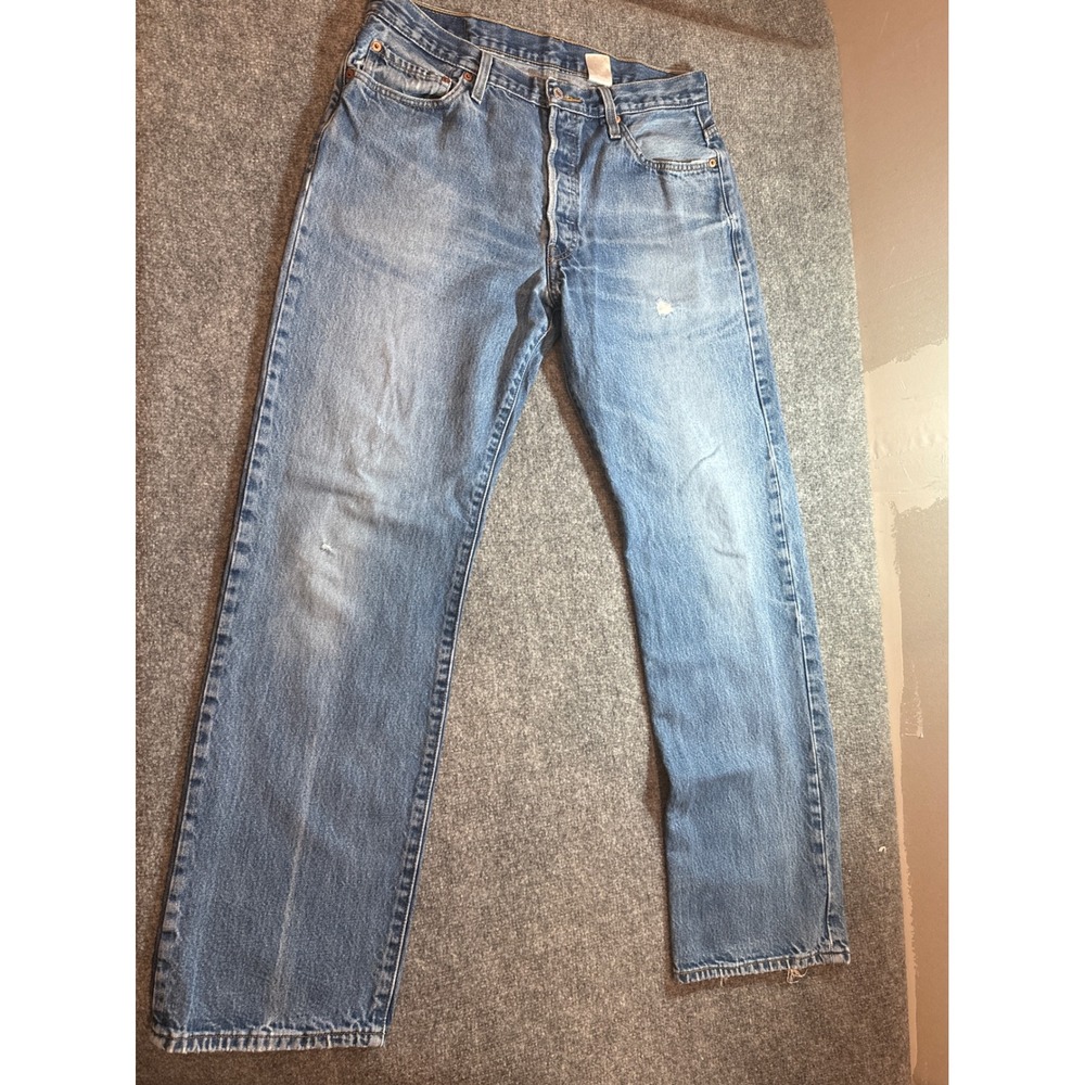 Vintage Levi's 505 Jeans 36x32 1997 Red Tab USA Made Light Wash Denim